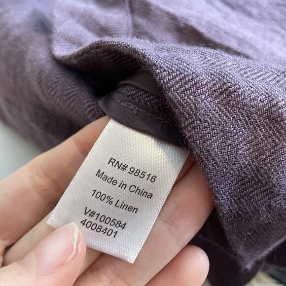 Coldwater Creek Women's Plum Linen Open Front Cardigan Size XL Lagenlook Flowy - Picture 6 of 12